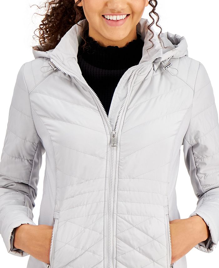 Sebby Juniors' Hooded Quilted Raincoat, Created for Macy's & Reviews