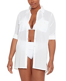 Crushed Cotton Cover-Up Shirt
