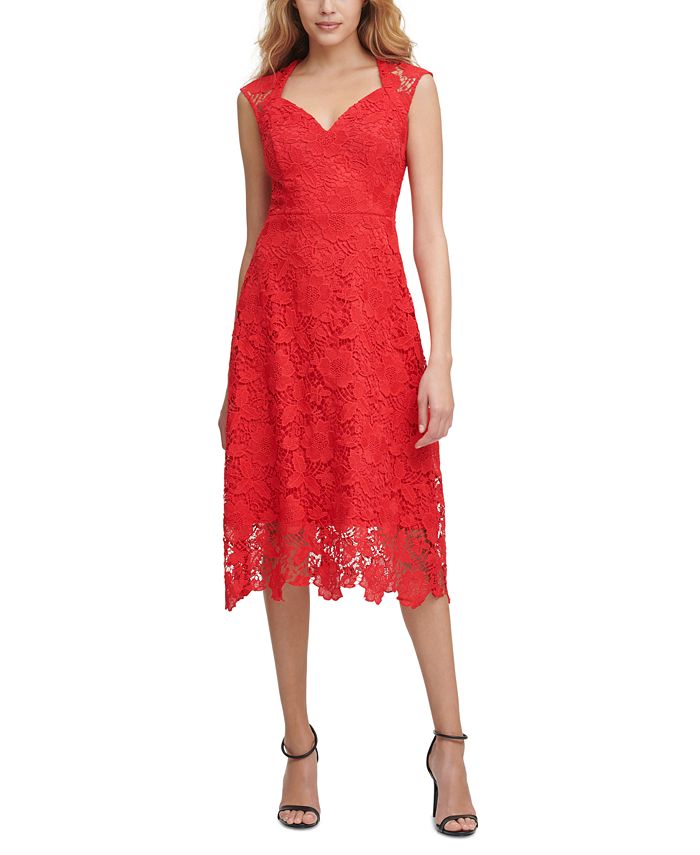 GUESS Floral-Lace Cap-Sleeve Midi Dress & Reviews - Dresses - Women ...
