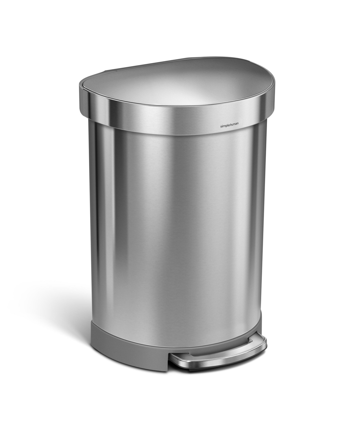 Semi-Round Step Trash Can, 60 Liters - Brushed Stainless Steel