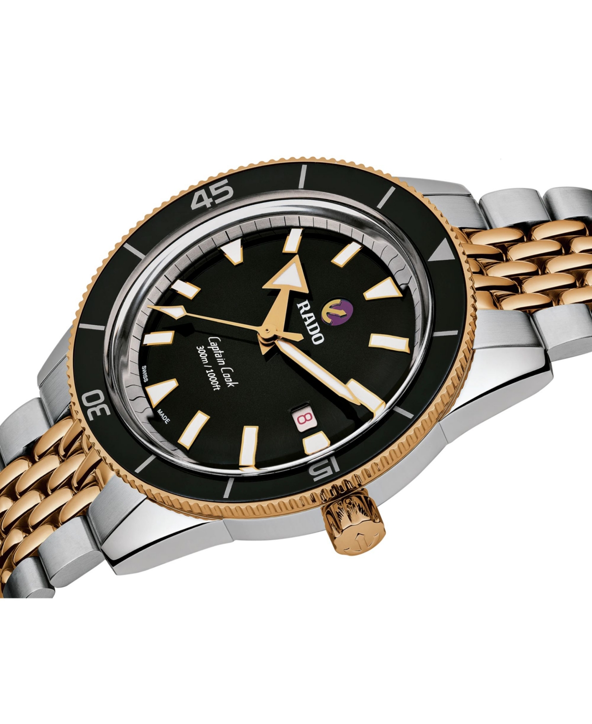 Shop Rado Men's Swiss Automatic Captain Cook Two Tone Stainless Steel Bracelet Watch 42mm In No Color
