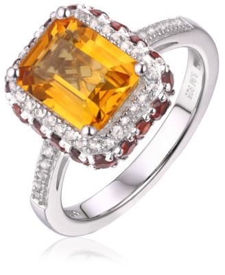 Macy's - Amethyst (4 ct. t.w.) & White Topaz (1/5 ct. t.w.) Halo Ring in Sterling Silver (Also in Blue Topaz & Citrine/Garnet)
