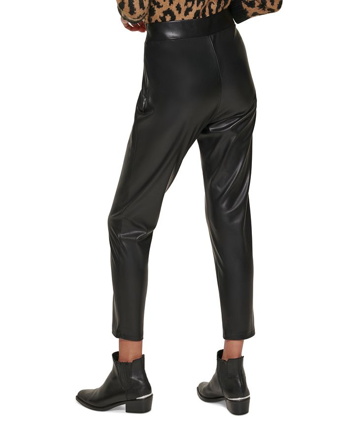 DKNY Women's FauxLeather HighRise SideZip Pants Macy's
