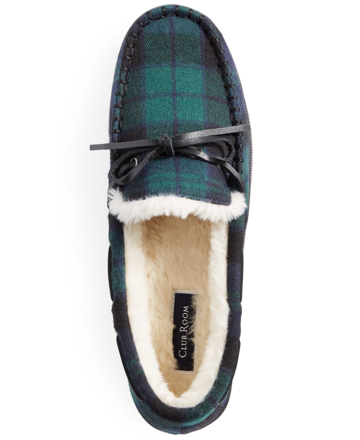 Shop Club Room Men's Plaid Moccasin Slippers With Faux-fur Lining, Created For Macy's In Green,blue