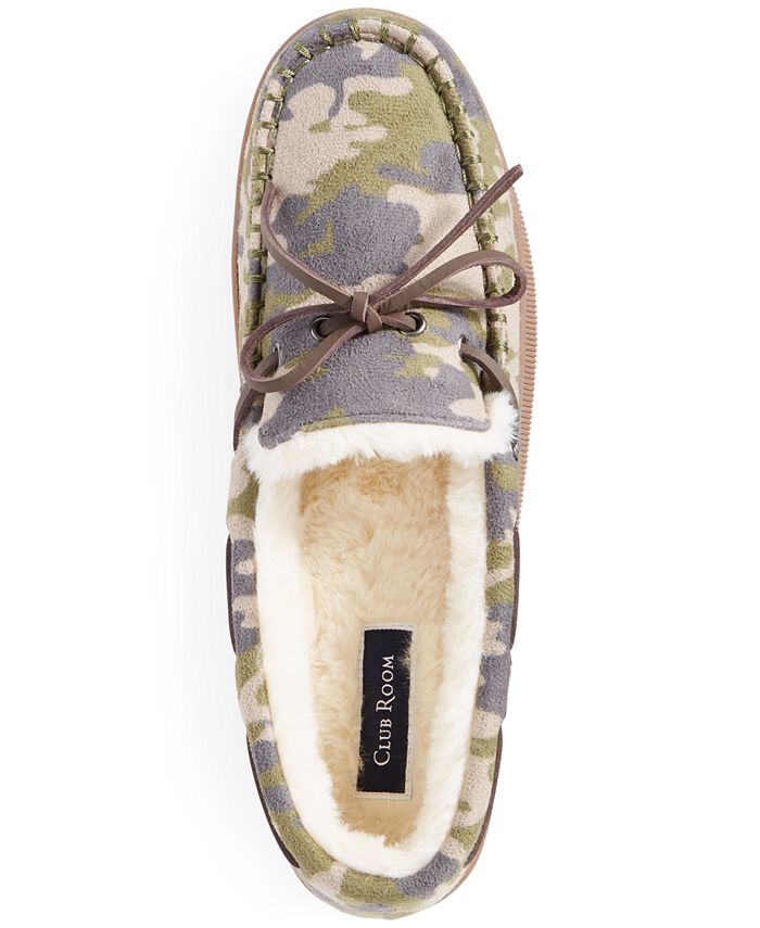 Macy's Club Room Men's Camouflage Moccasin Slippers with FauxFur