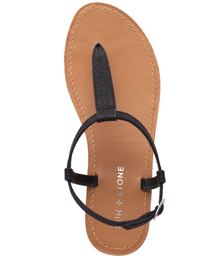 Sun + Stone Krisleyy T-Strap Slingback Flat Sandals, Created for Macy's ...