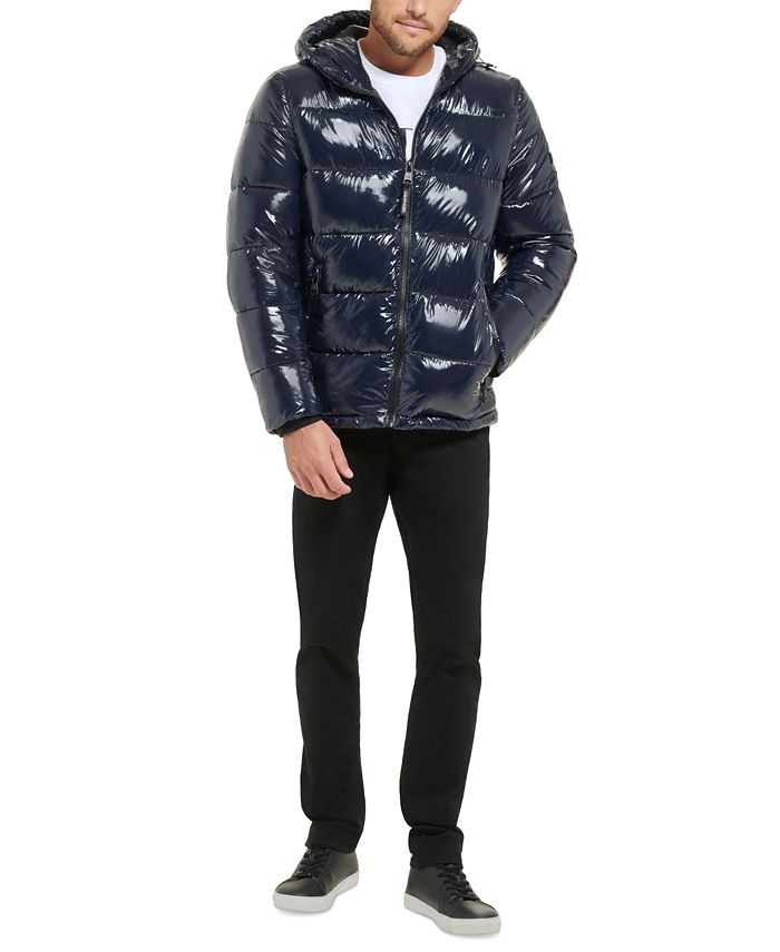 Calvin Klein Men's High Shine Hooded Puffer Jacket Macy's