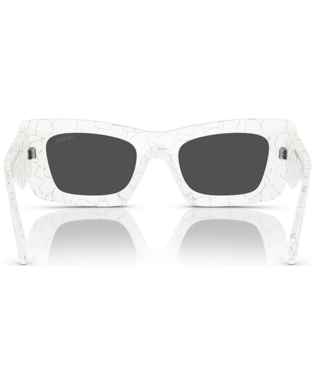 Prada Marble-print Rectangular-frame Sunglasses In White