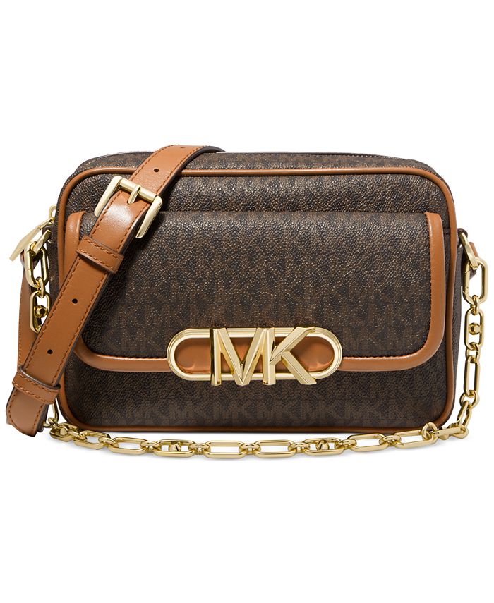 Calvin Klein Hudson Brown Signature Top Zip Flat Crossbody Handbag
