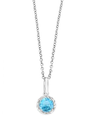 EFFY Collection - Blue Topaz Rope-Framed 18" Pendant Necklace (5/8 ct. t.w.) in Sterling Silver