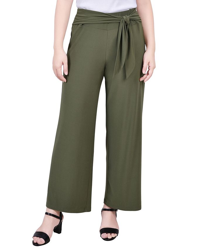 NY Collection Petite Cropped Pull On Pants with Sash & Reviews - Pants ...
