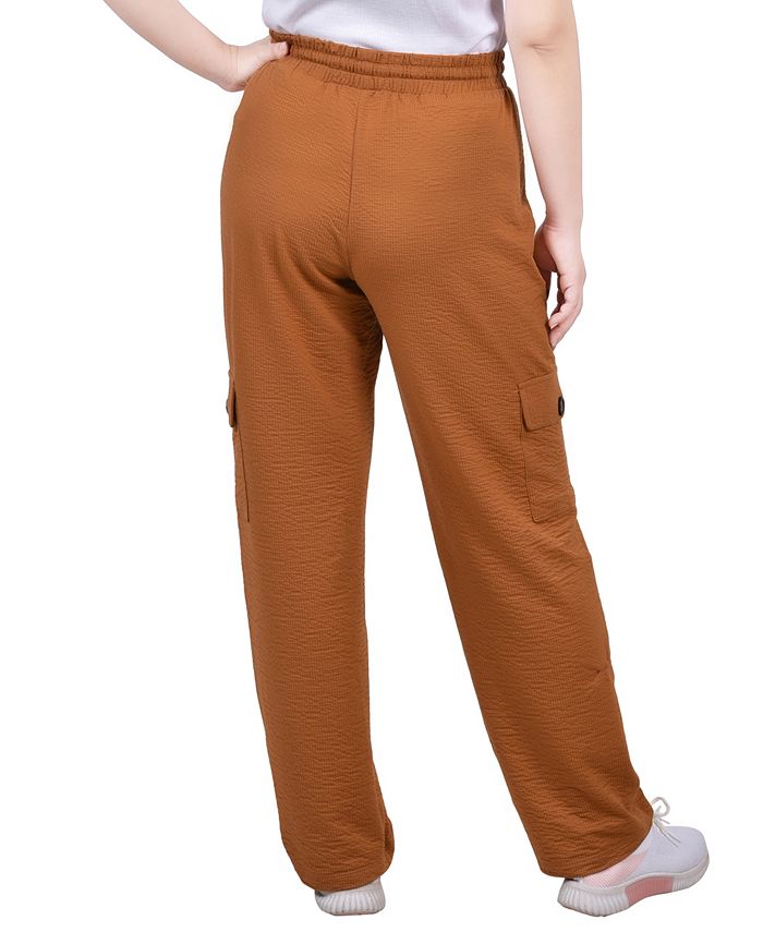 NY Collection Petite Knit Pull On Gauze Cargo Pants - Macy's