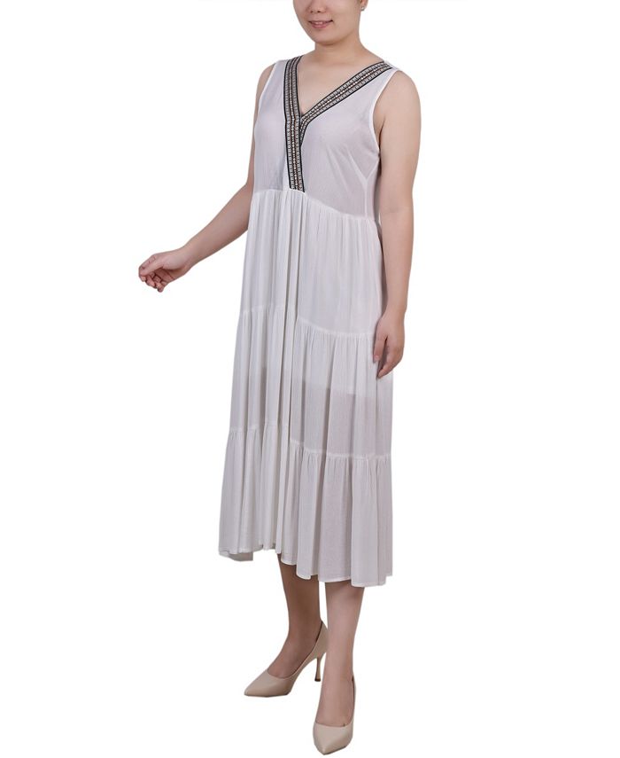 NY Collection Petite Long Sleeve Surplice Neck Dress