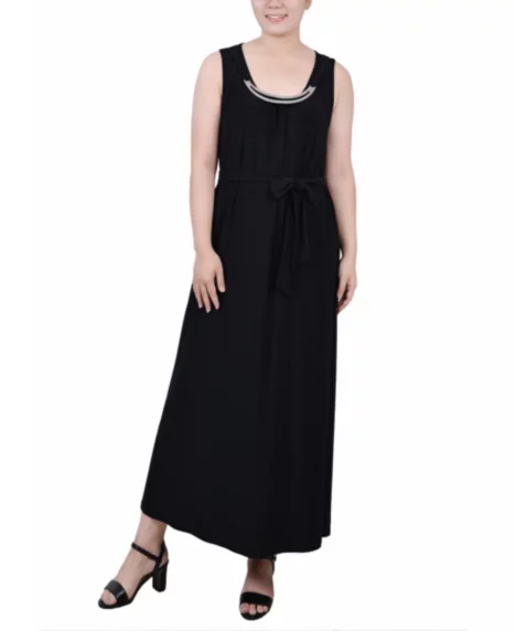 Petite Ankle Length Sleeveless Dress - Black