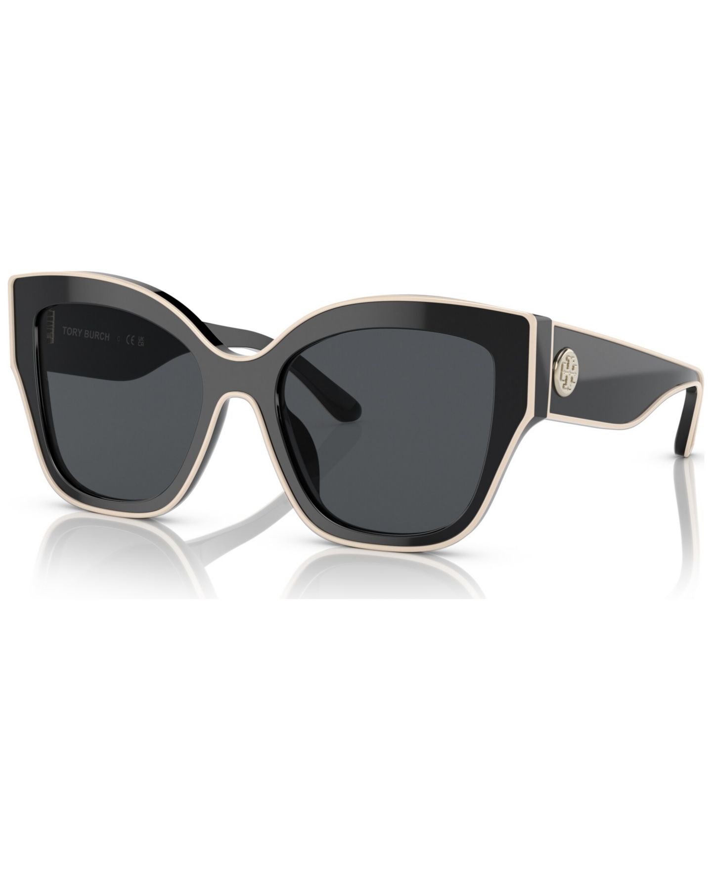 Женские солнцезащитные очки Tory Burch Sunglasses, TY7184U, цвет: Чёрный / Молочный — фото 1