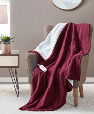 Electric Reversible Fleece to Sherpa Throw, 50" x 60"