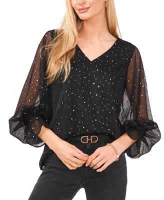 Vince Camuto - Women's Metallic Balloon-Sleeve Blouse