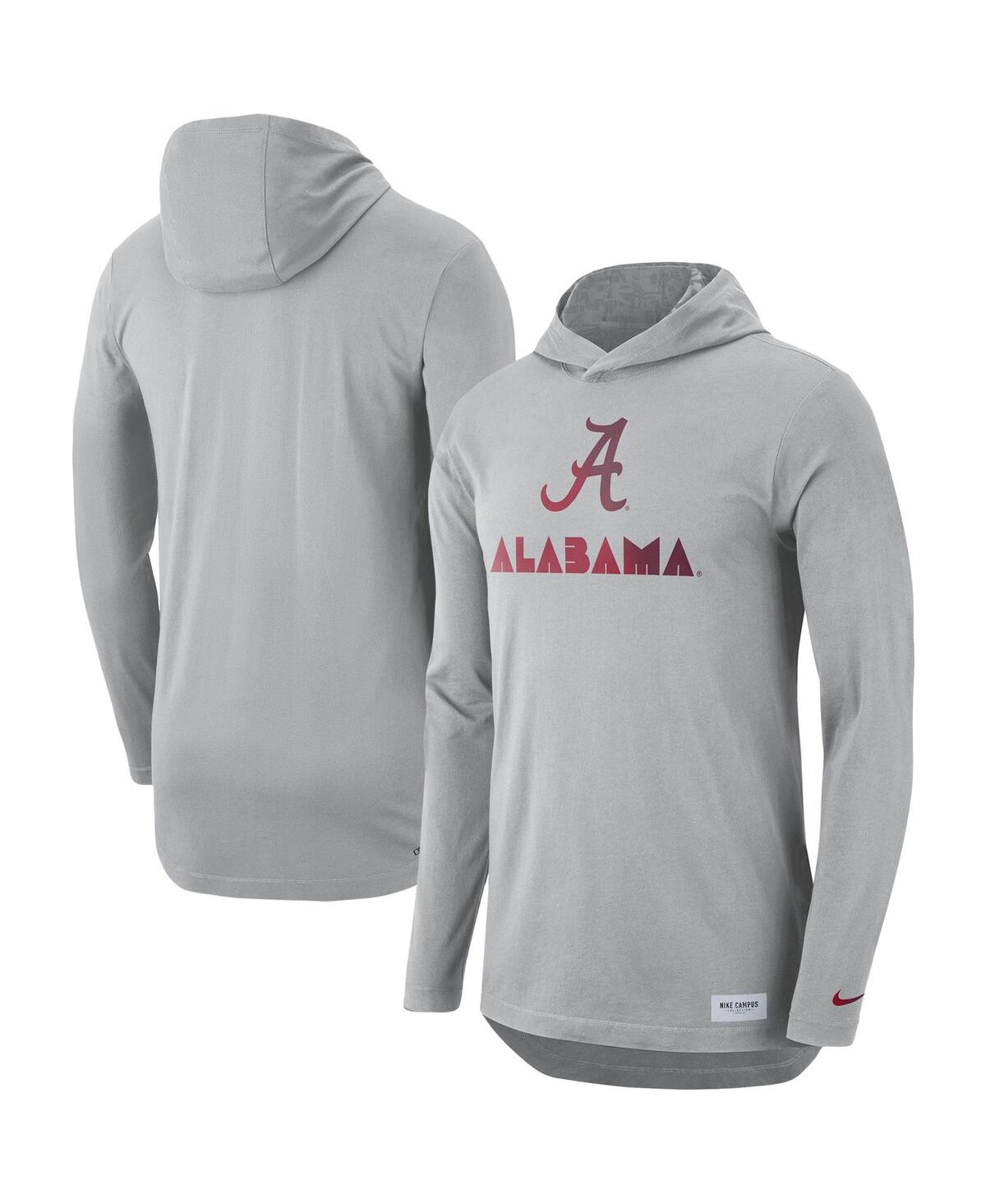 Men's Nike Gray Alabama Crimson Tide Campus Performance Hoodie Long Sleeve T-shirt