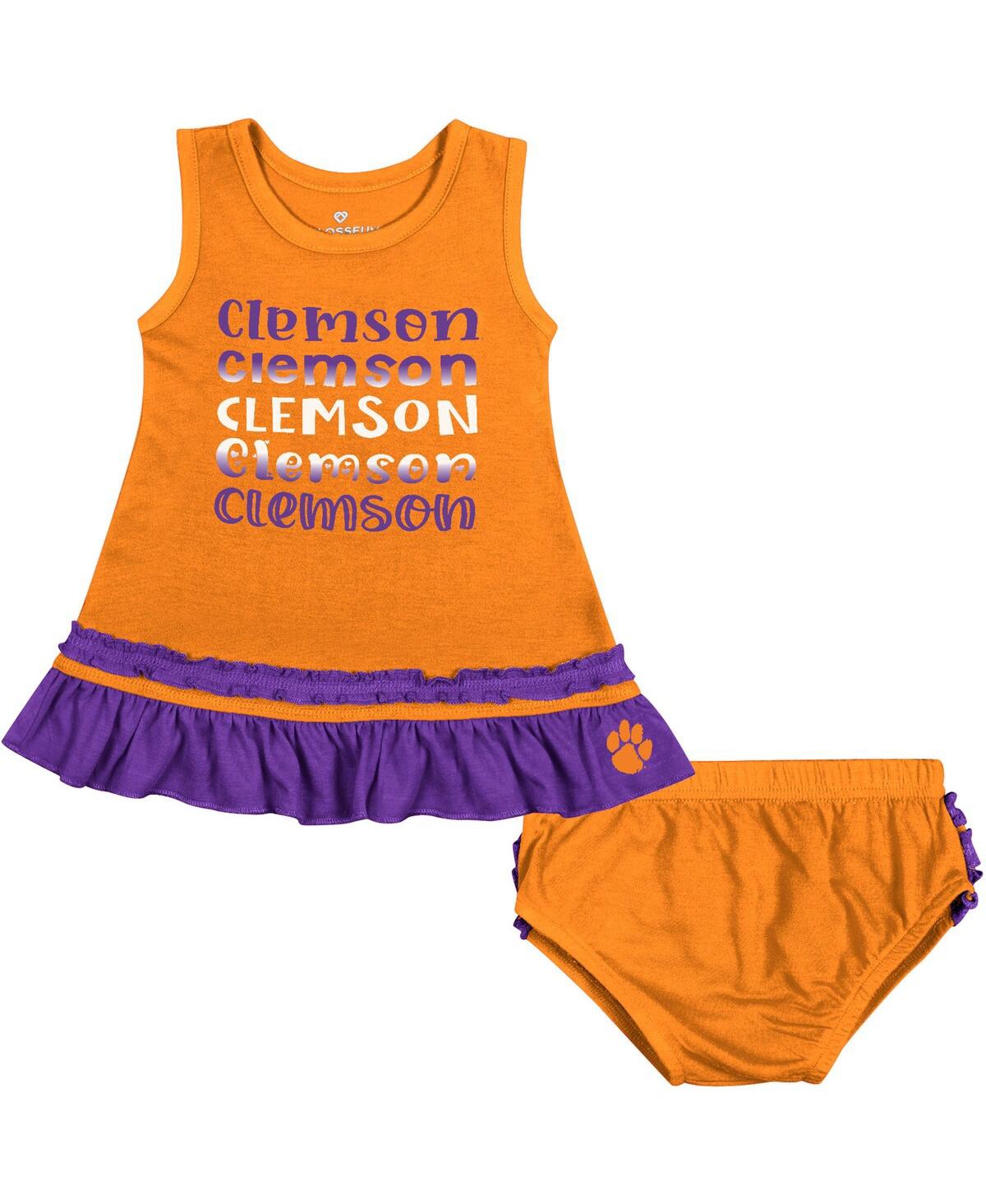 COLOSSEUM GIRLS INFANT COLOSSEUM ORANGE CLEMSON TIGERS RUFFLE TOONS DRESS AND BLOOMERS SET