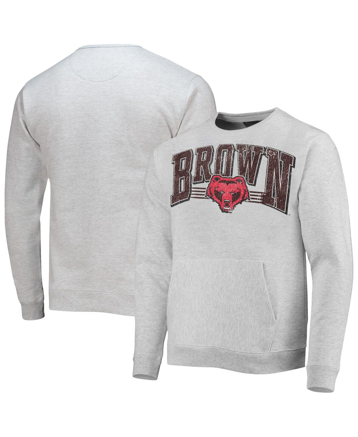 League Collegiate Wear Men's  Heathered Gray Brown Bears Upperclassman Pocket Pullover Sweatshirt