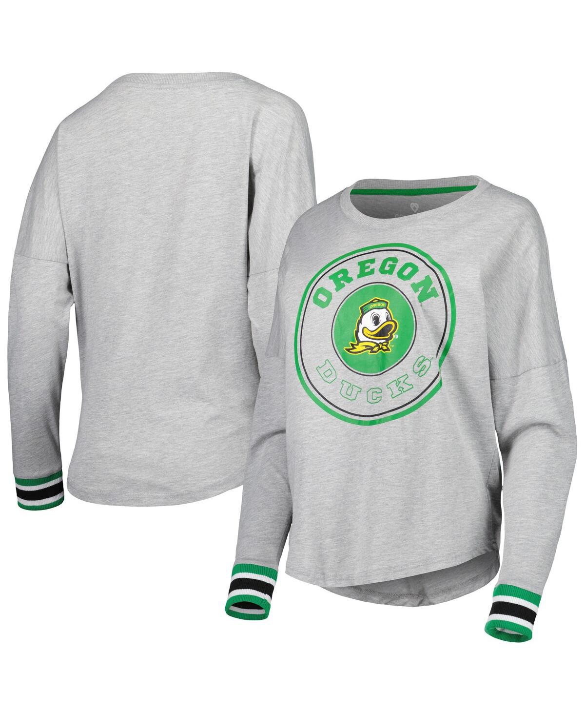 Colosseum Women's  Heathered Gray Oregon Ducks Andy Long Sleeve T-shirt