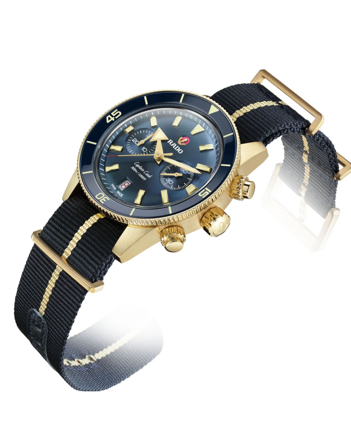 Мужские часы Rado Swiss Automatic Chronograph Captain Cook Blue Nato Strap Watch 43mm — фото 5