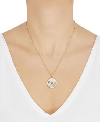 Lab Grown White Sapphire (1/5 ct.tw.), Lab Grown Blue Sapphire (1/20 ct.tw.) and Diamond Accent 18" Circle Pendant Necklace in 14k Gold-Plated Sterling Silver