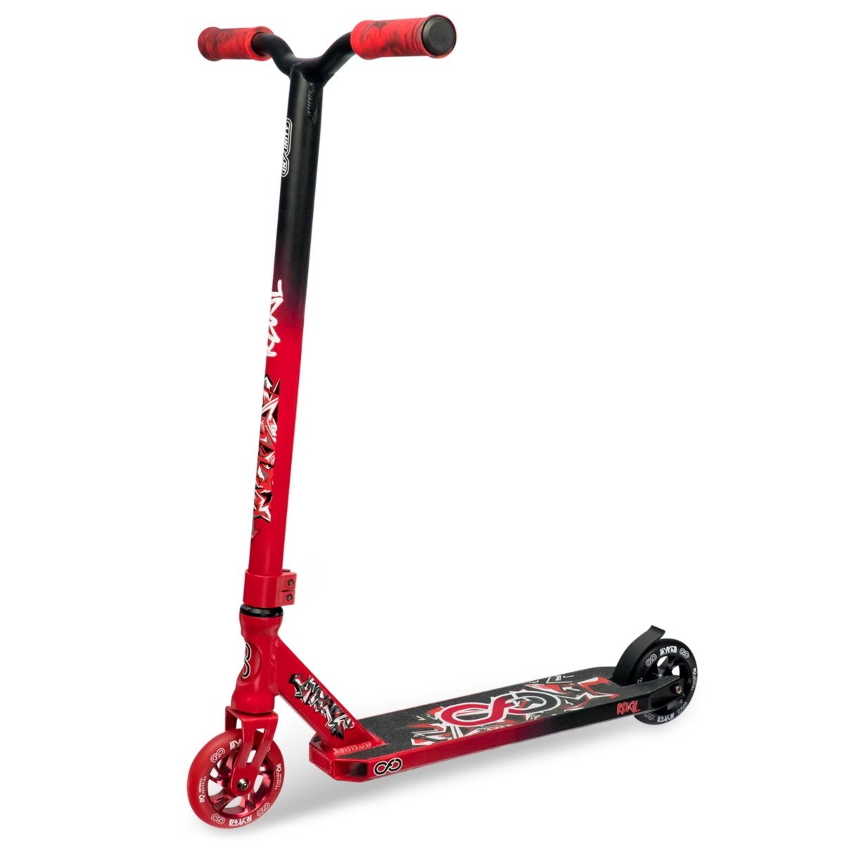 Revel Kick Scooter By Fun Trick Scooters For Stunts On The Street And Skate Park - Black/red