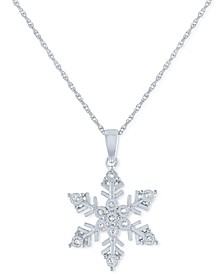 Diamond Snowflake Pendant Necklace (1/10 ct. t.w.) in Sterling Silver