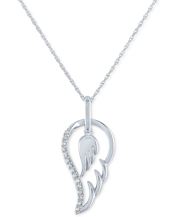 Macy s Diamond Angel Wing Pendant Necklace 1 10 ct. t.w. in