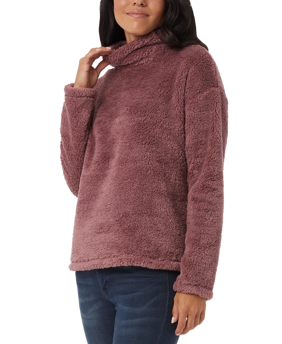 32 Degrees Women s Sherpa Mock neck Long sleeve Top In Plum Rose ModeSens