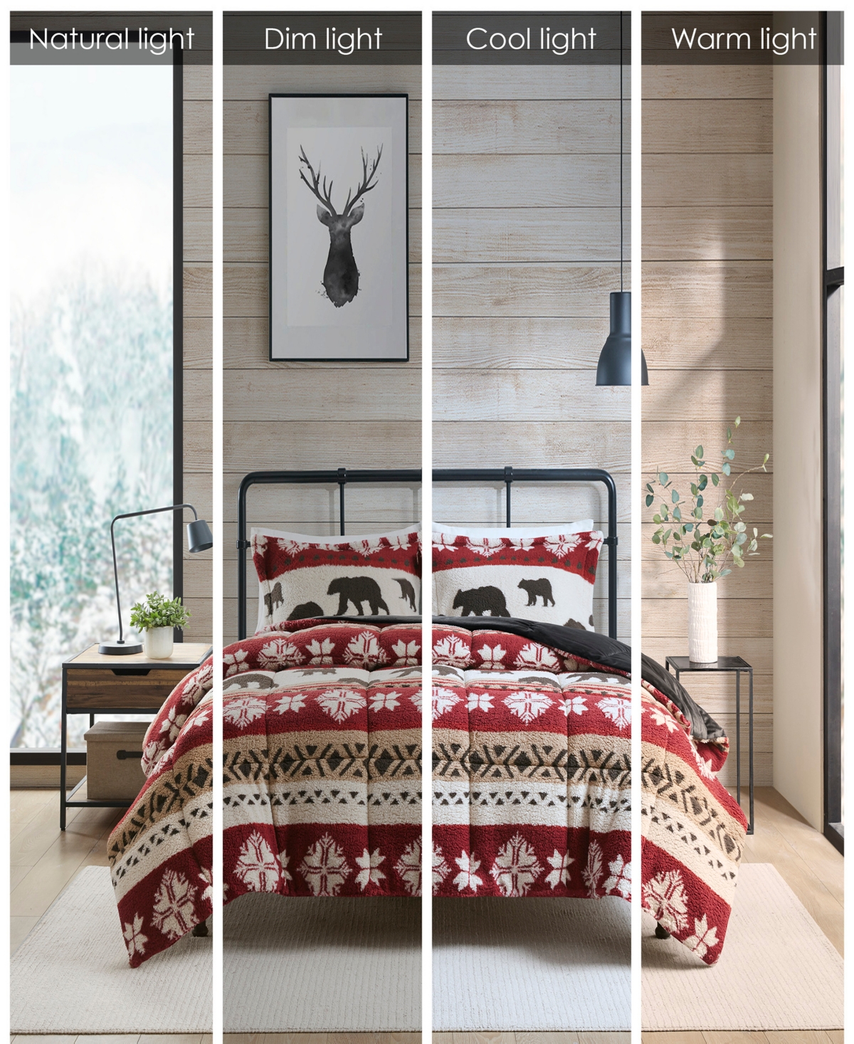 Woolrich Tunbridge Sherpa 3-pc. Comforter Set, King/california King In Red,black