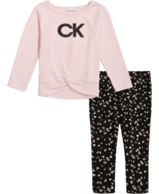 Calvin Klein Little Girls Logo Sweater 