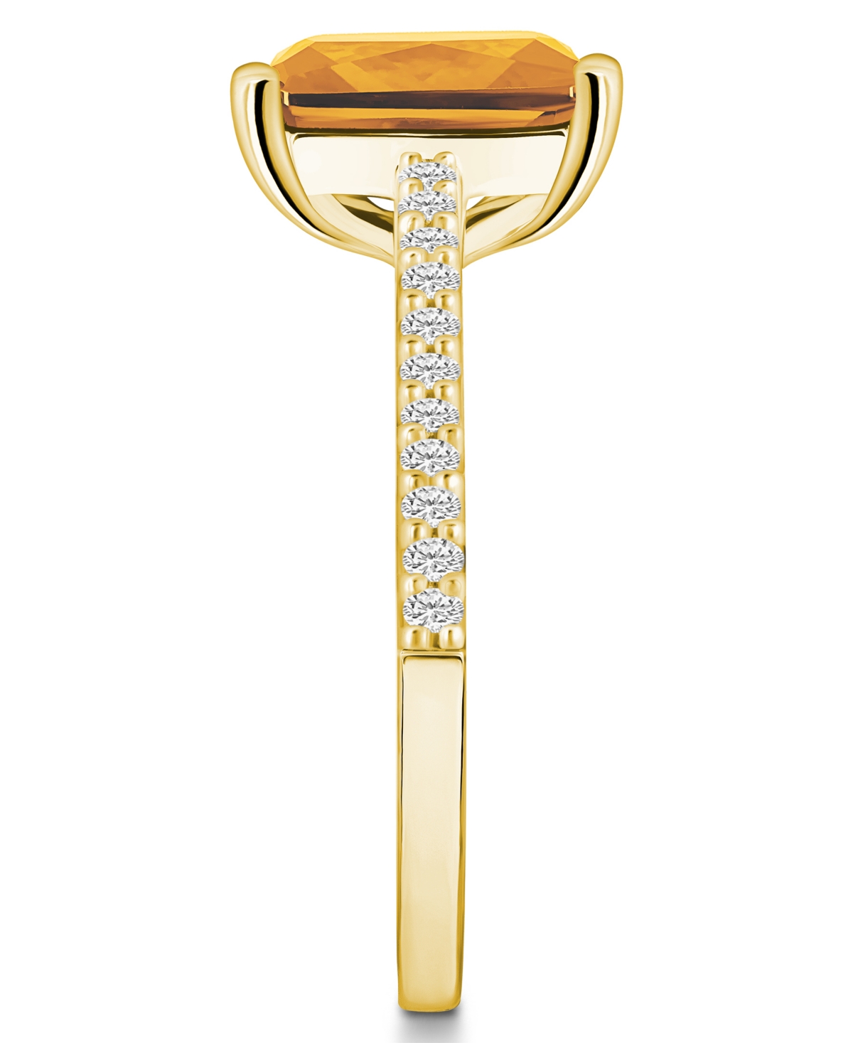 Macy's(3-1/7 ct. t.w.) and Diamond (1/4 ct. t.w.) Ring in 14K Yellow Gold - Citrine
