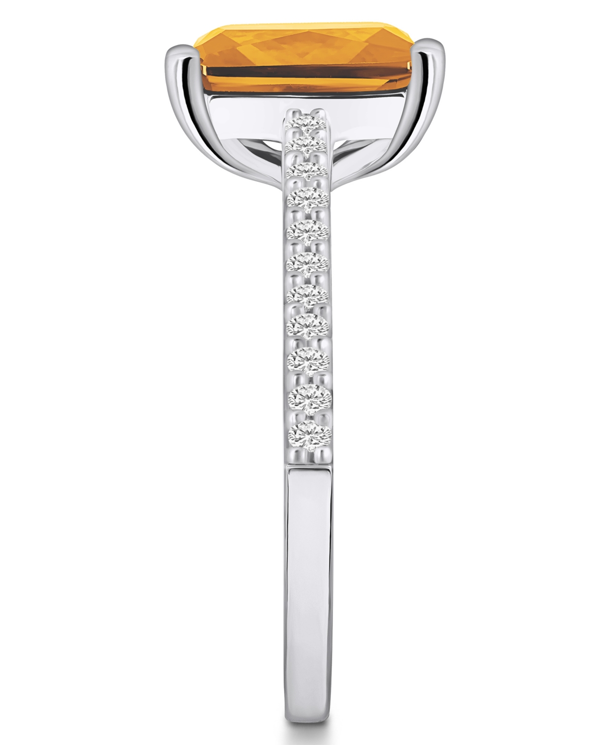 Macy's(3-1/7 ct. t.w.) and Diamond (1/4 ct. t.w.) Ring in 14K White Gold - Citrine