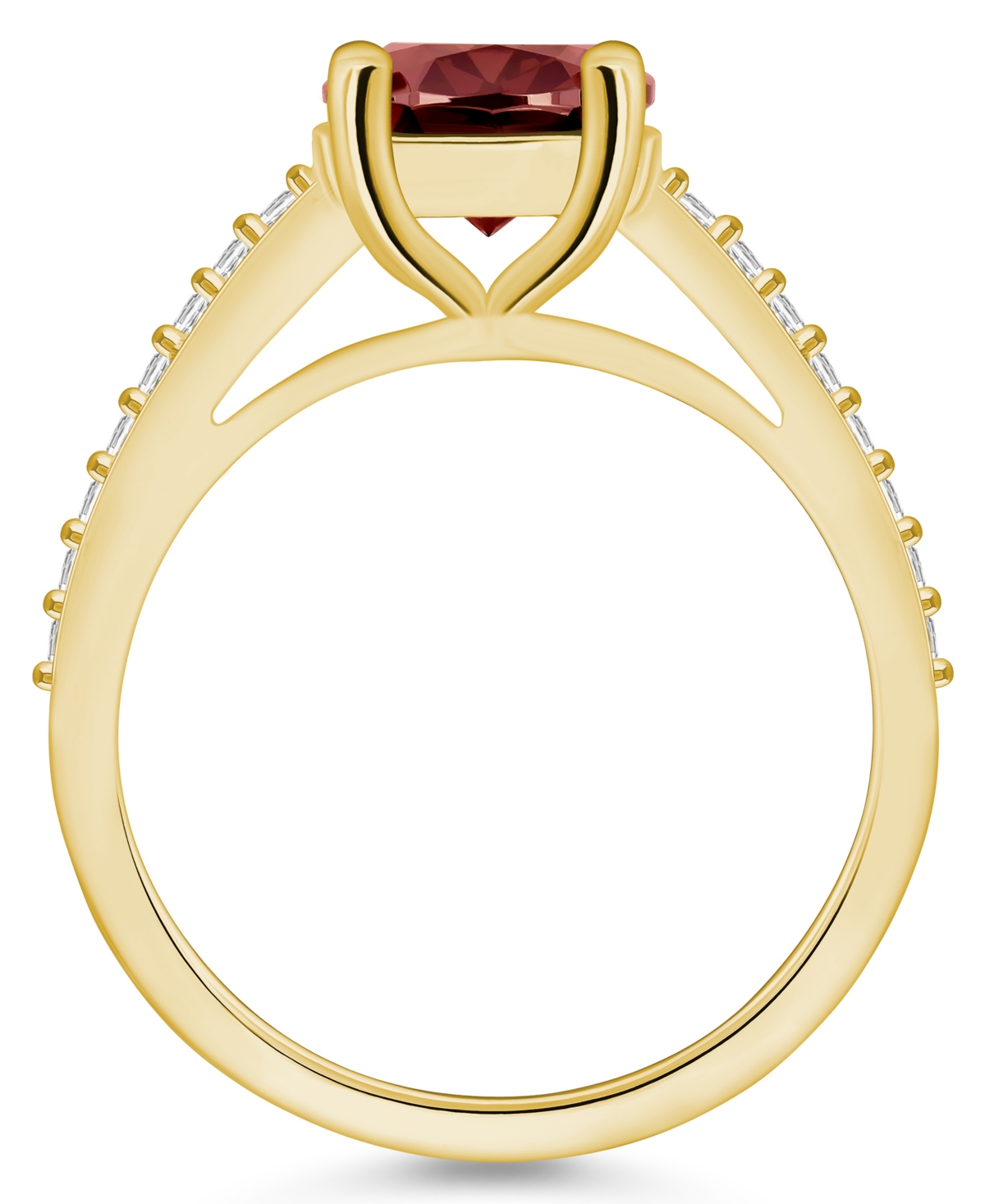Macy's(3-1/10 ct. t.w.) and Diamond (1/4 ct. t.w.) Ring in 14K Yellow Gold - Garnet