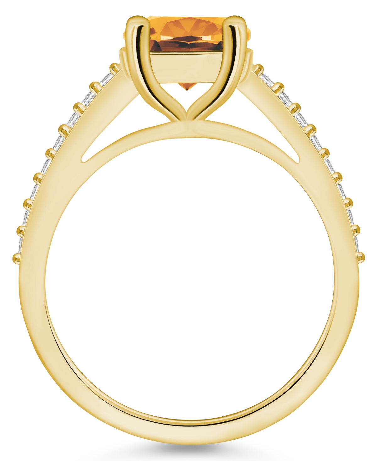 Macy's(2-1/2 ct. t.w.) and Diamond (1/4 ct. t.w.) Ring in 14K Yellow Gold - Citrine
