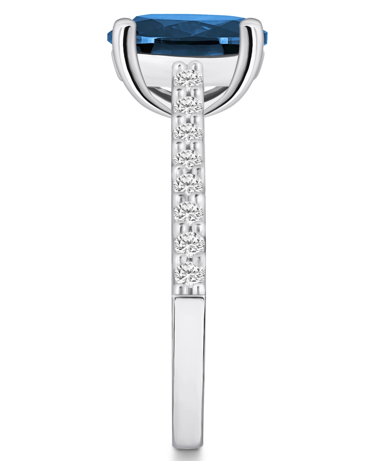 Macy's(3-5/8 ct. t.w.) and Diamond (1/4 ct. t.w.) Ring in 14K White Gold - London Blue Topaz