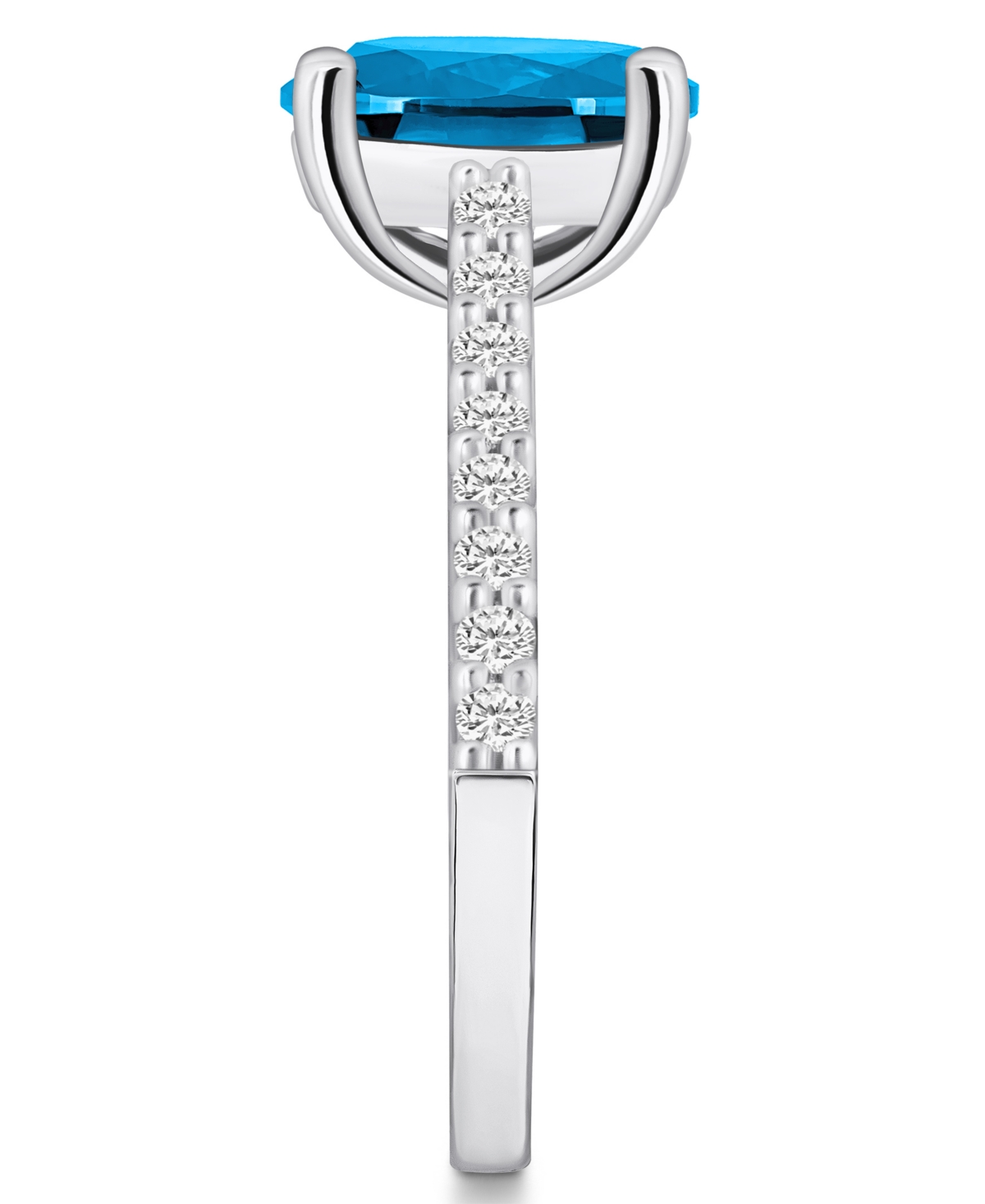 Macy's(3-5/8 ct. t.w.) and Diamond (1/4 ct. t.w.) Ring in 14K White Gold - Blue Topaz