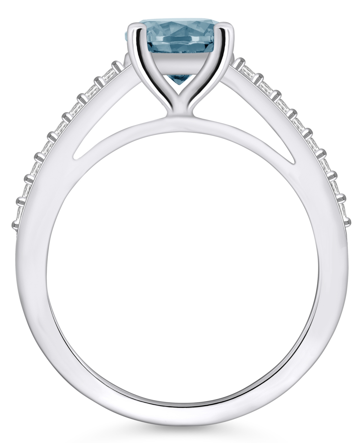 Macy's(1-1/4 ct. t.w.)and Diamond (1/6 ct. t.w.) Ring in 14K White Gold - Aquamarine