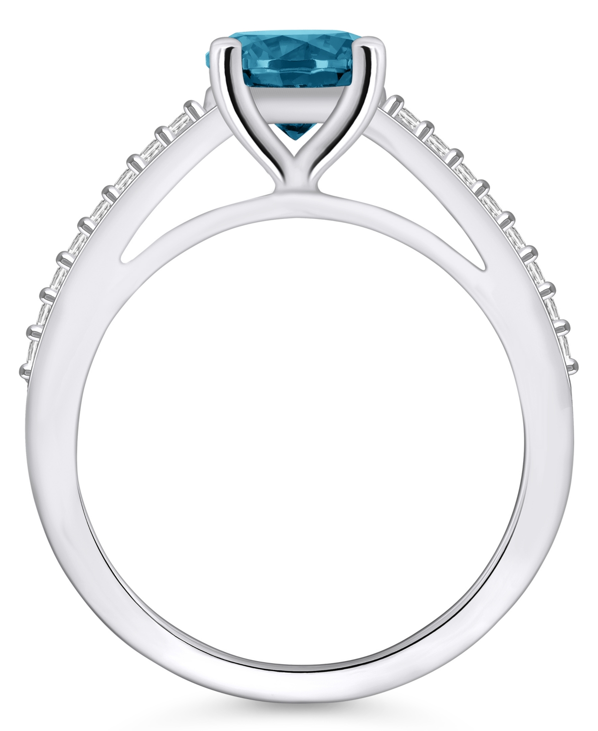 Macy's(1-5/8 ct. t.w.) and Diamond (1/6 ct. t.w.) Ring in 14K White Gold - London Blue Topaz