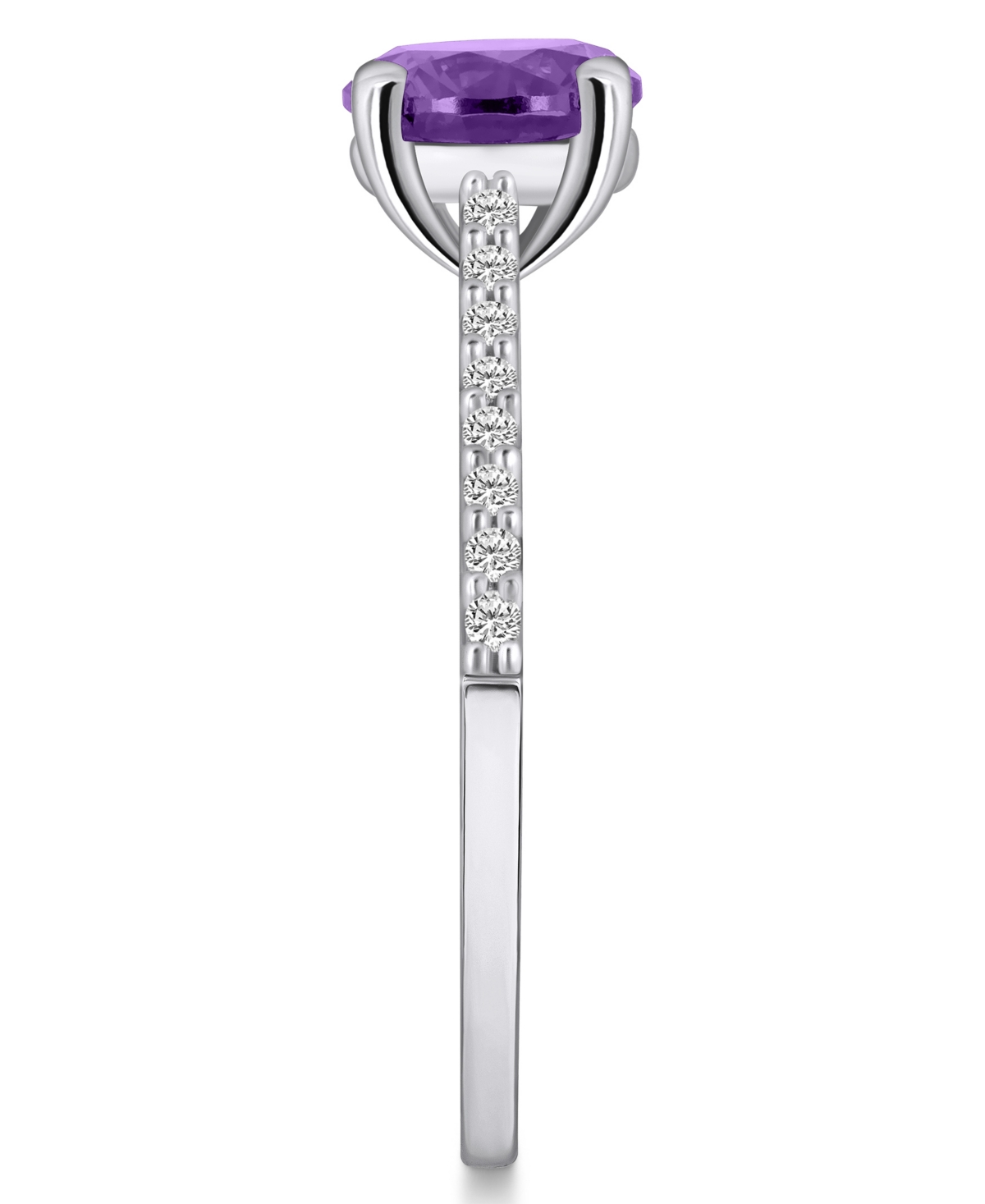 Macy's(1-1/4 ct. t.w.) and Diamond (1/6 ct. t.w.) Ring in 14K White Gold - Amethyst
