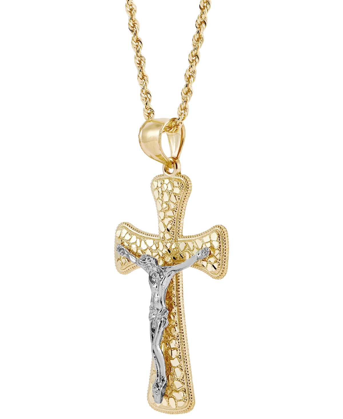 Men's Polished Nugget Crucifix 22