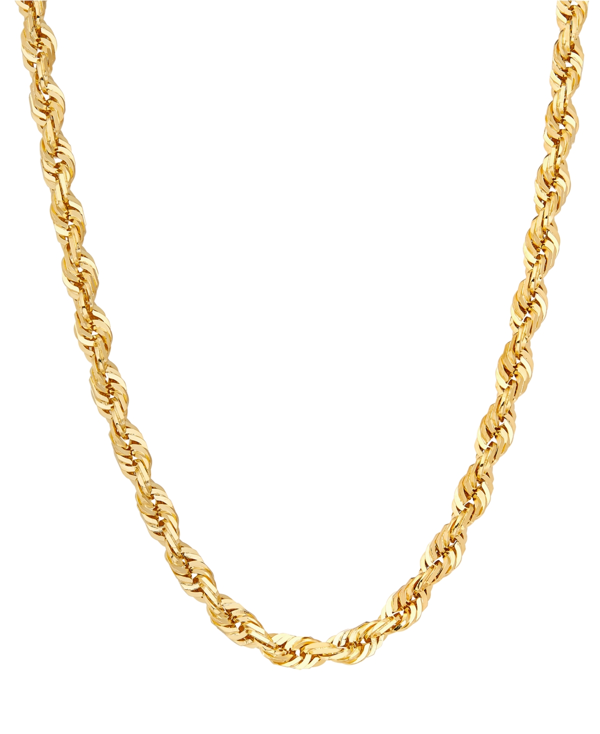 Macy's Diamond Cut Rope Chain 22" Necklace (4-3/8mm) In 10k Yellow Gold