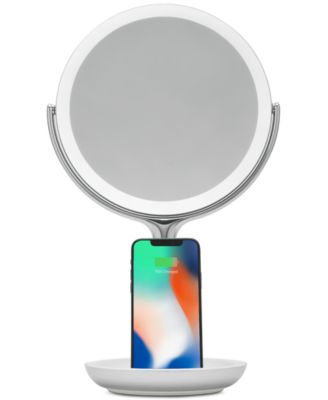 SpaStudio Vanity 8-inch Mirror with Built-In Qi Wireless Phone Charger, 5X and 10X Magnification