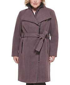 Women's Plus Size Belted Coat, Created for Macy's