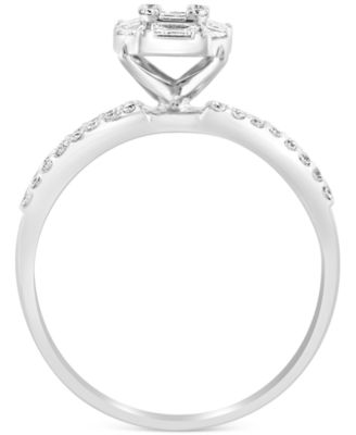 EFFY&reg; Diamond Cluster Engagement Ring (7/8 ct. t.w.) in 14k White Gold