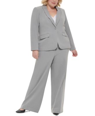 Calvin Klein - Plus Size Long-Sleeve One-Button Pocket Blazer