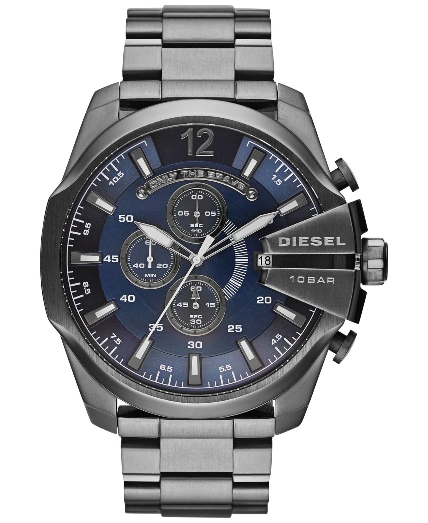 Мужские часы Diesel Chronograph Mega Chief Gunmetal Ion-Plated Stainless Steel Bracelet Watch 59x51mm DZ4329 — фото 1