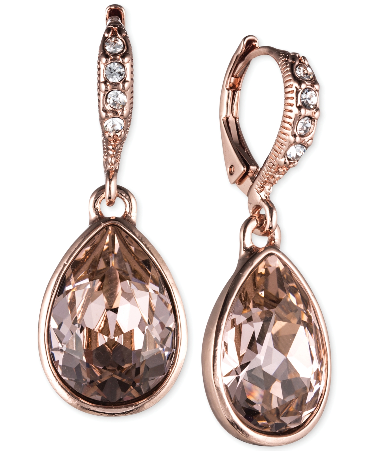 Rose Gold-Tone Crystal Drop Earrings